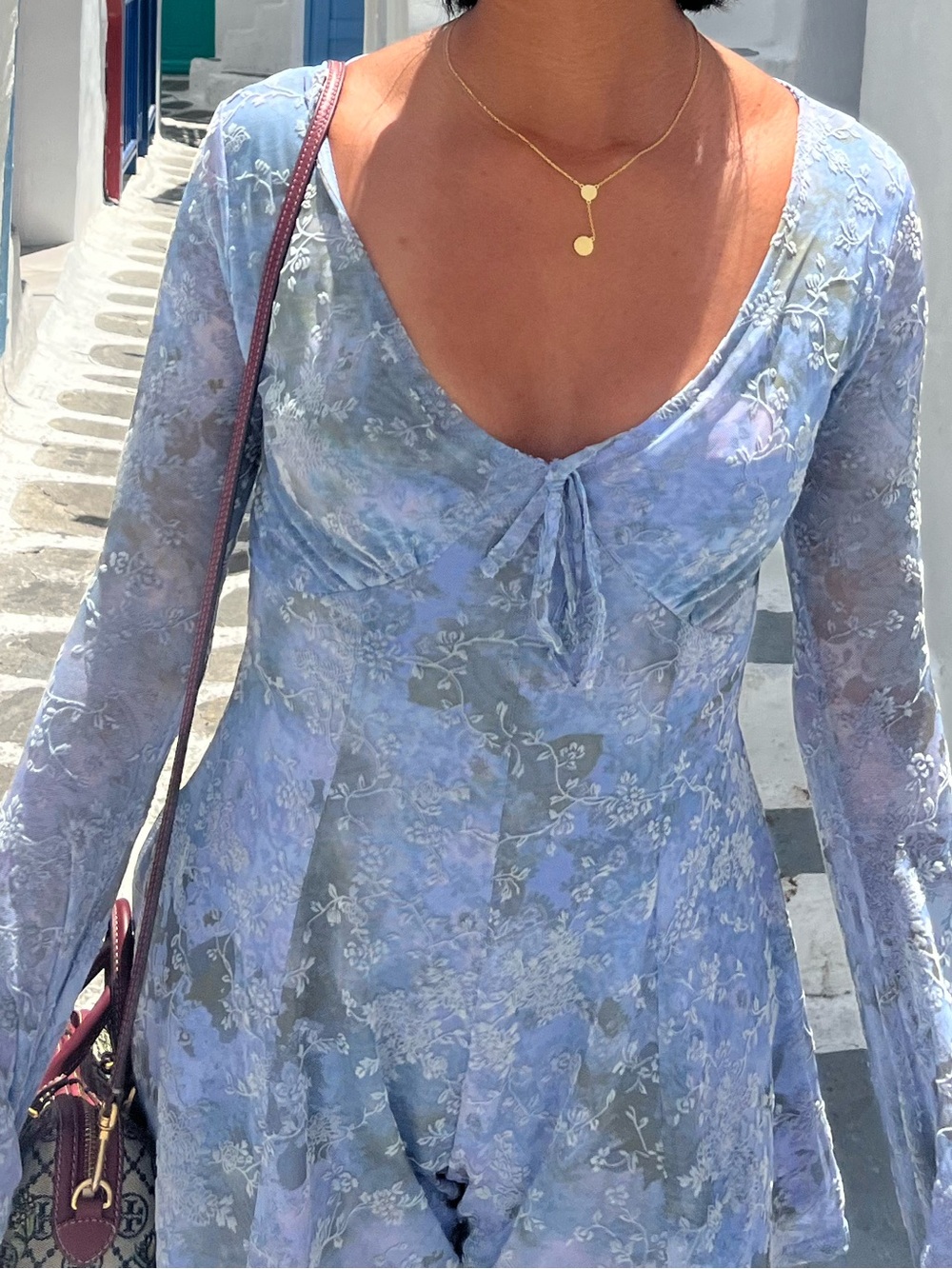 Urban Outfitters Floral Mini Romper in Blue Like New